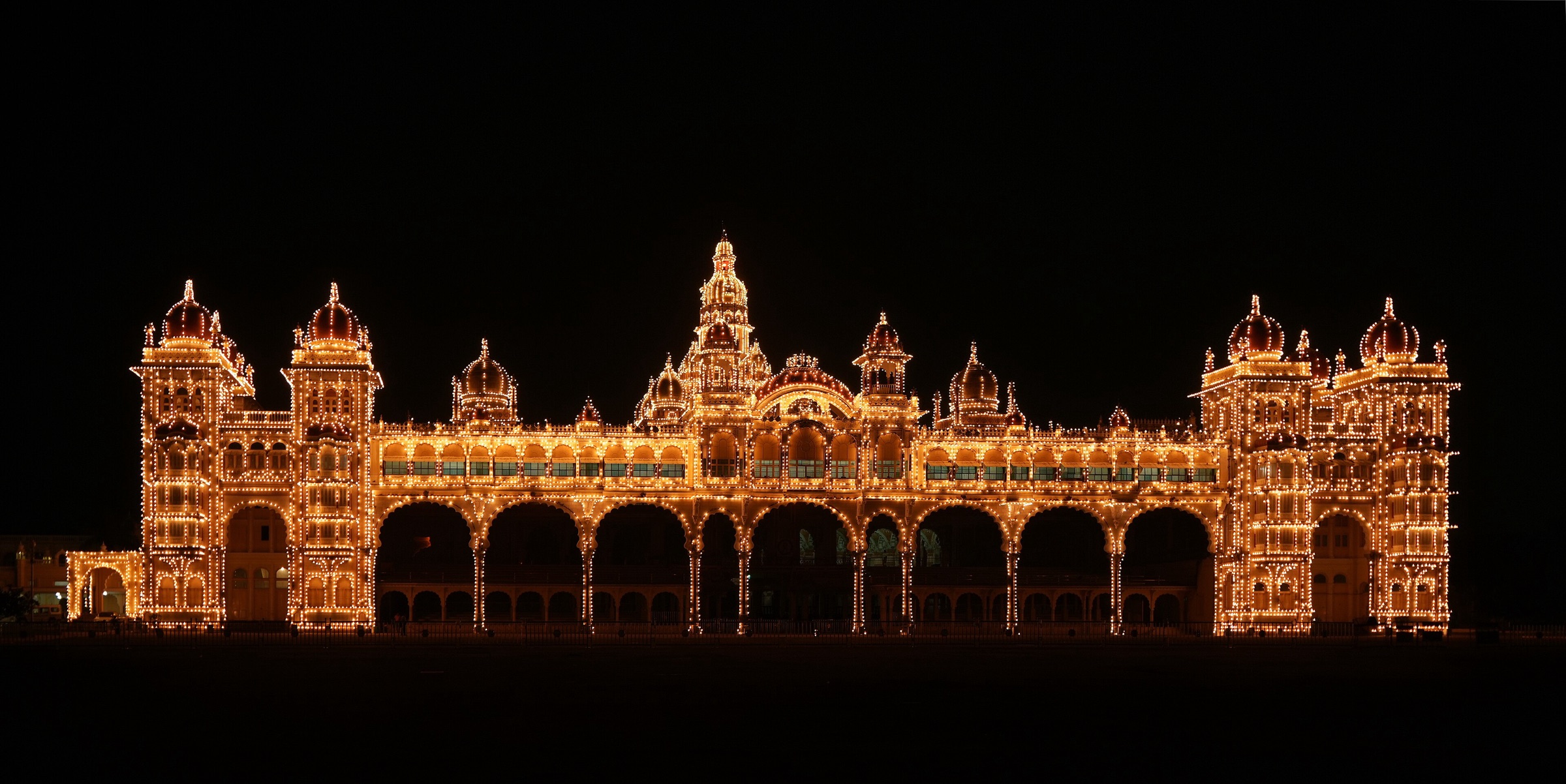 Mysore Palace illuminated at night